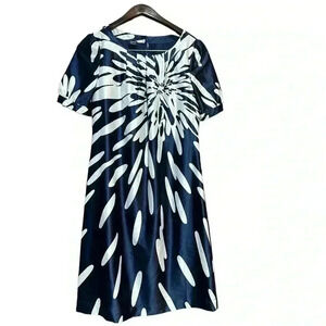 Esprit Navy Blue and White Floral Dress Size 6